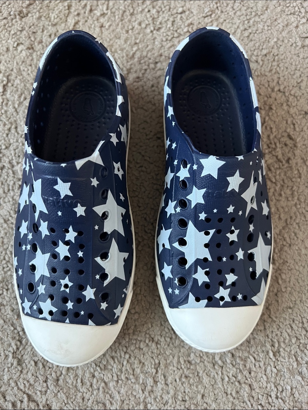 Native Kids Navy White Star Slip-On Sneakers
